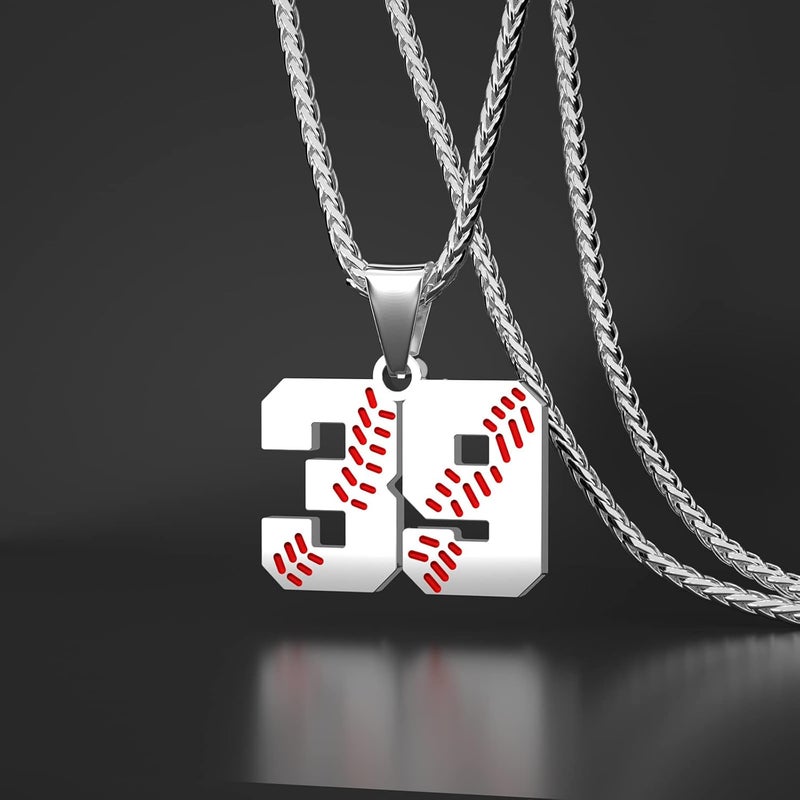 Wikavanli Personalized Baseball Jersey Number 00-99 Necklace - Stainless Steel Baseball Chain Pendant Necklace - Team Jewelry Gift for Boys, Girls, Men, Women - Image 2